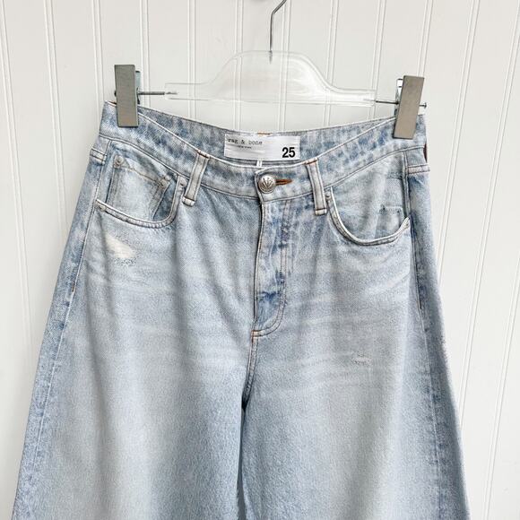 rag & bone Sofie Miramar Sweatpant Ankle Faux Wide Leg Jeans Light Distressed 25 - Picture 5 of 8